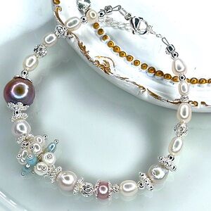 Handmade By ME Freshwater Edison Pearl Bracelet Simple and Unique Rhodium Plated